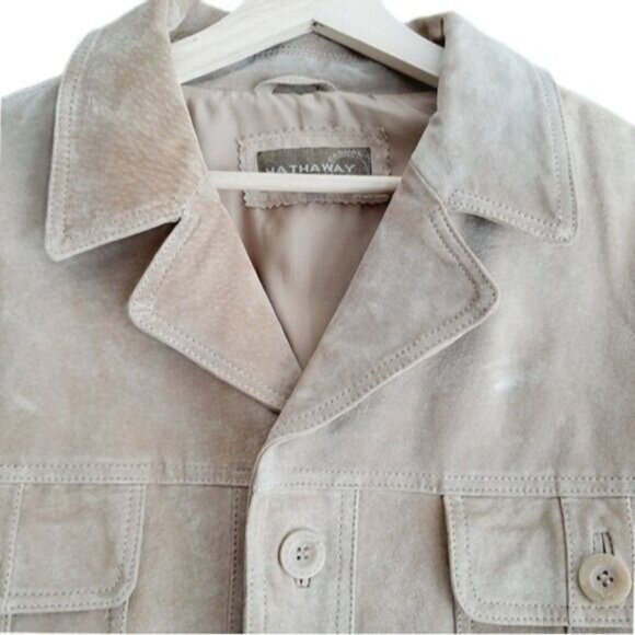 HATAWAY Vintage Genuine Suede Blazer Jacket Light Tan Men's Sz XL - Picture 6 of 13